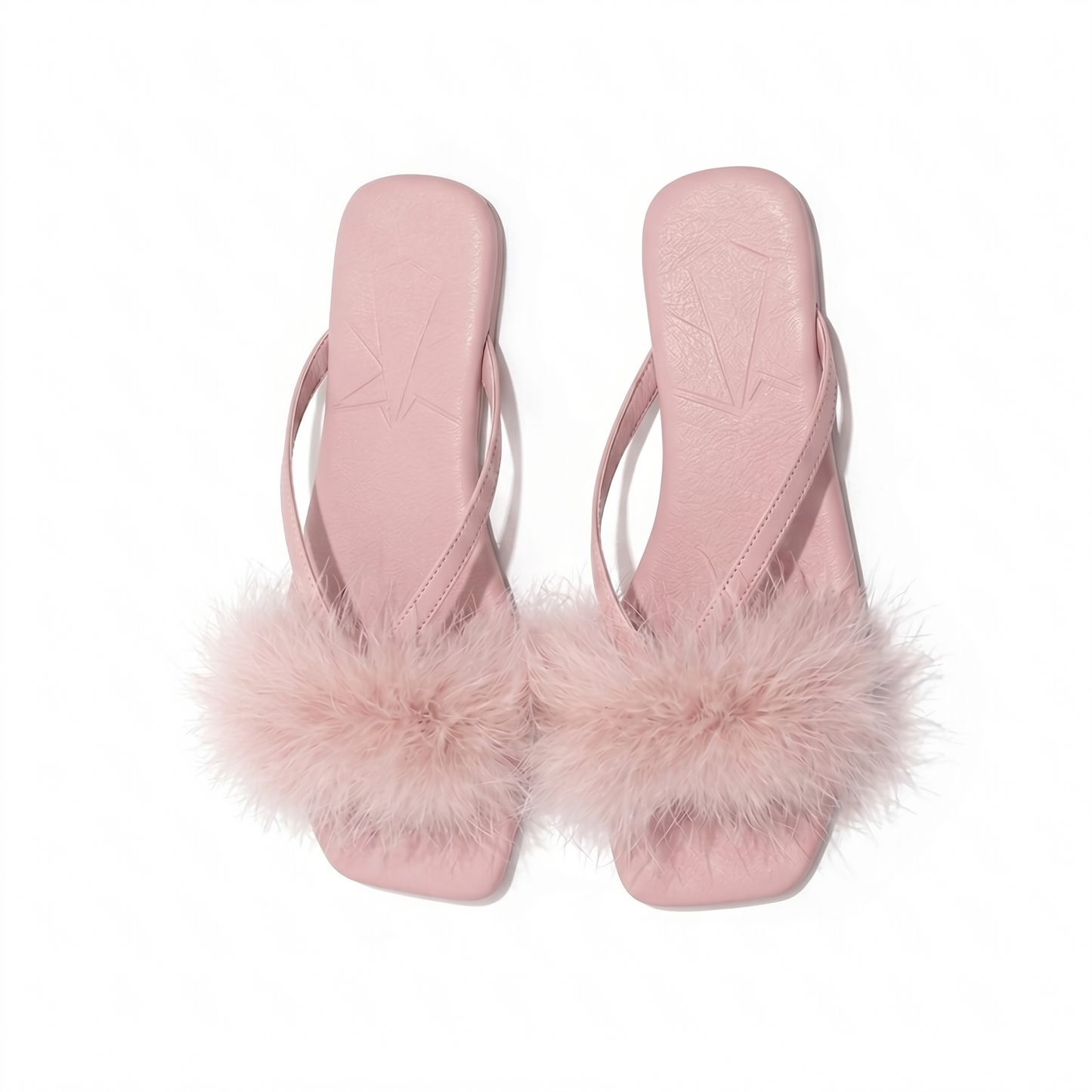 Feather Puff Strap Flip Flops