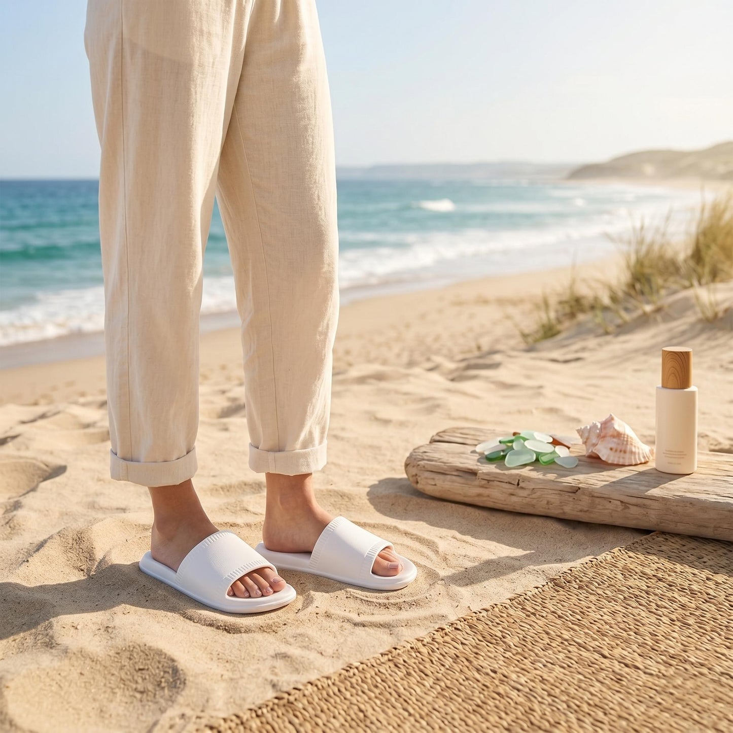 Minimalist Ribbed Soft Shower Slides